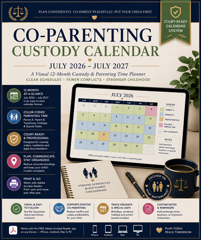 Co-Parenting Custody Calendar